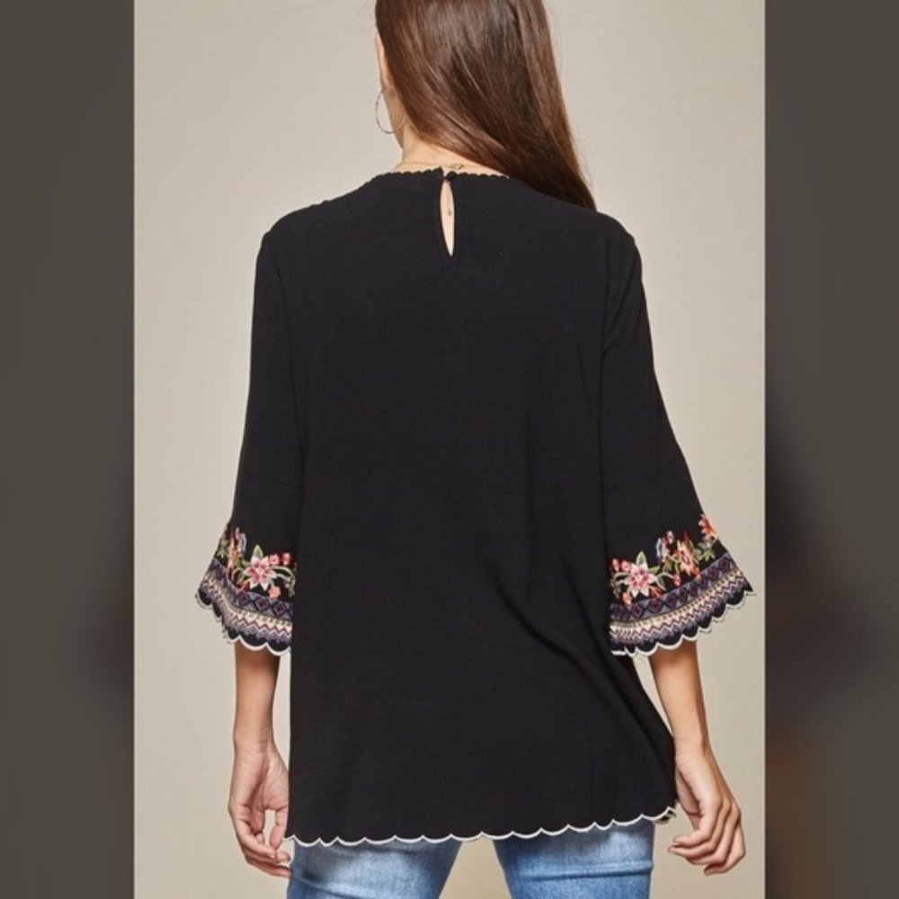 Boho Embroidered Woven Tunic - Picture 6 of 7